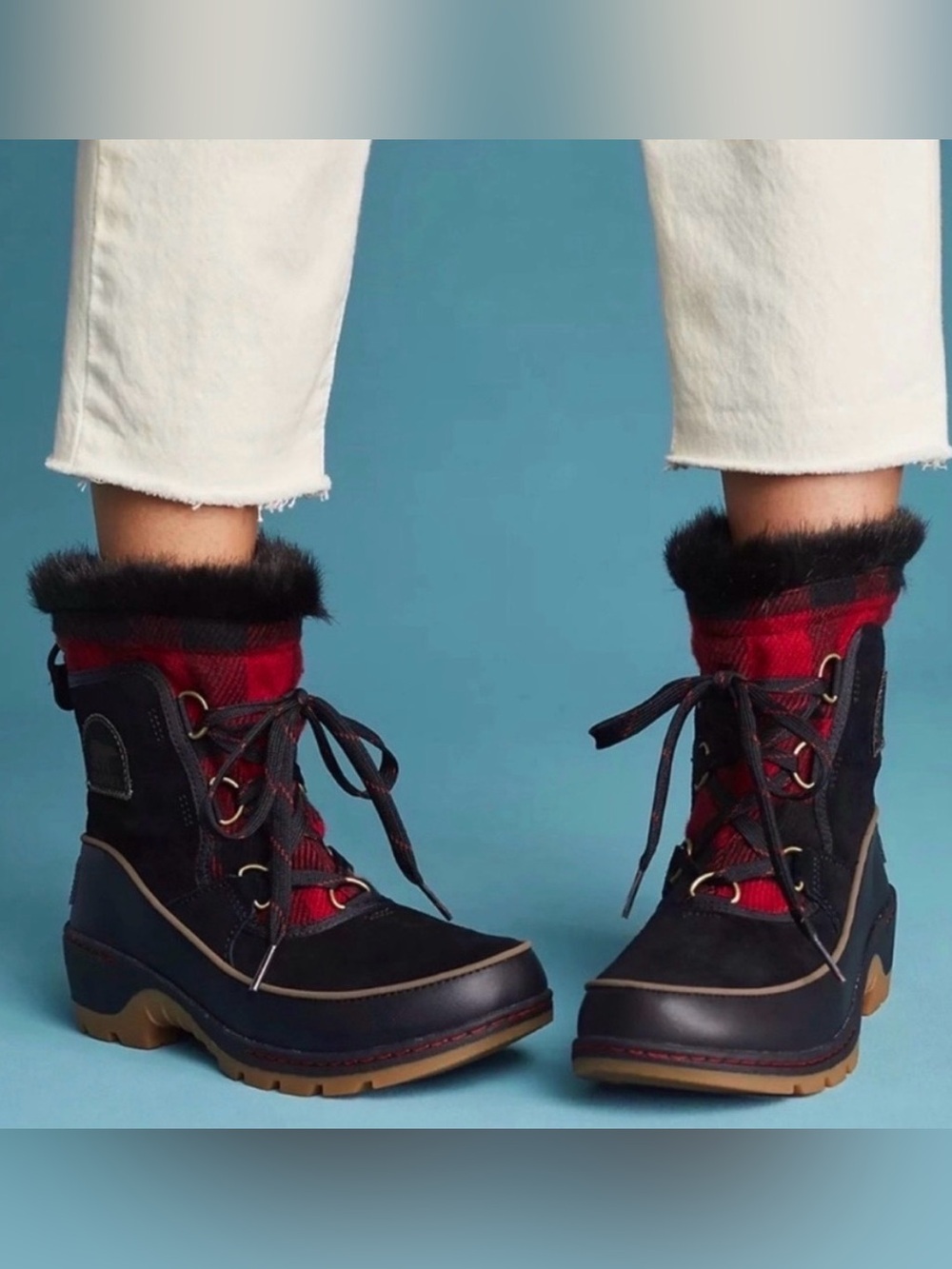 Sorel Women's Tivoli III Buffalo Plaid Fur lined Waterproof Snow Boots - Sz 10